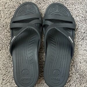 Crocs Patricia Black Slip-on Wedge Sandals walking shoes Size 8